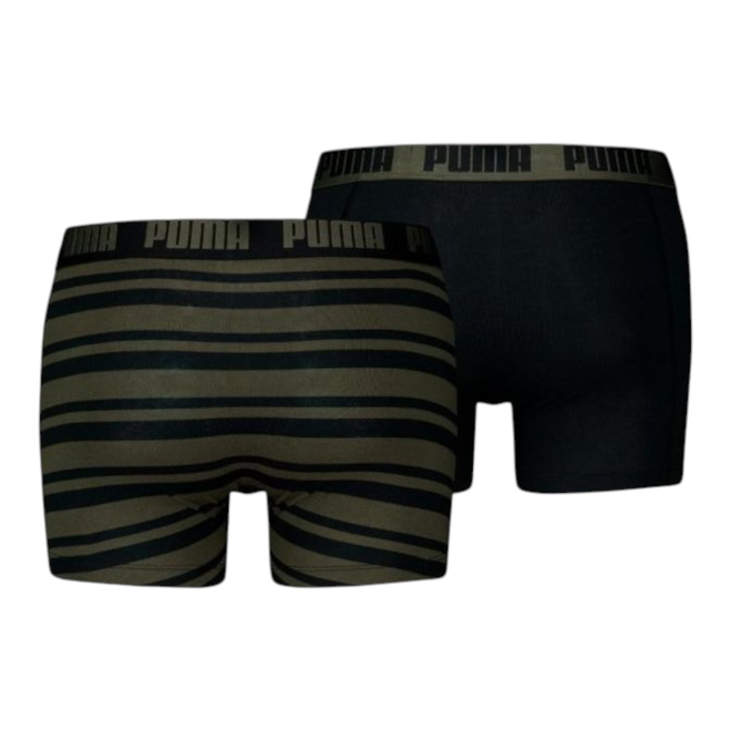 PUMA BOKSERKI MĘSKIE MAJTKI PUMA MEN EVERYDAY HERITAGE STRIPE BOXER CZARNE/ZIELONE 938326 04