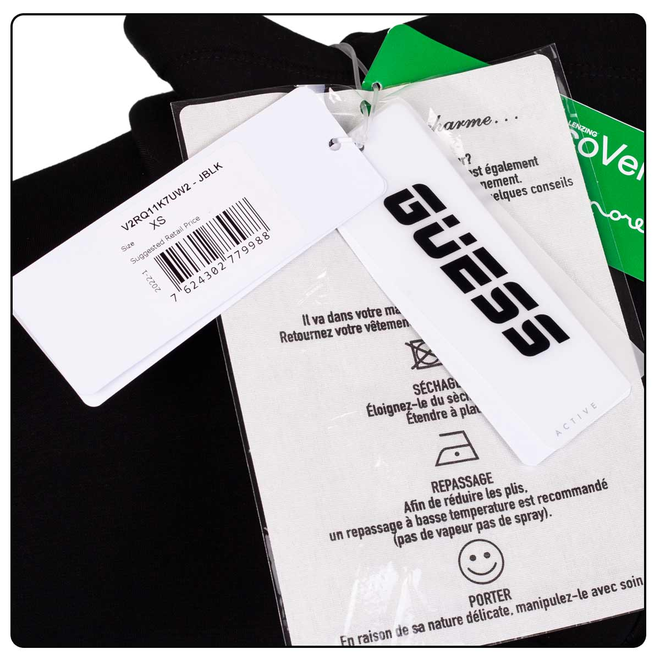 GUESS DAMSKA BLUZA ALLIE LONG HOODED SW BLACK V2RQ11K7UW2 JBLK