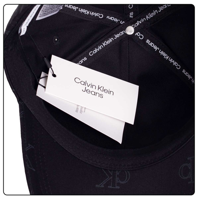 CALVIN KLEIN CZAPKA Z DASZKIEM SPORT ESSENTIALS CAP AOP CZARNA K50K510175 0GJ