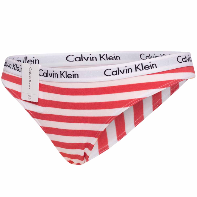 CALVIN KLEIN MAJTKI DAMSKIE BIKINI 1P BIAŁO-CZERWONE 0000D1618E 5XF
