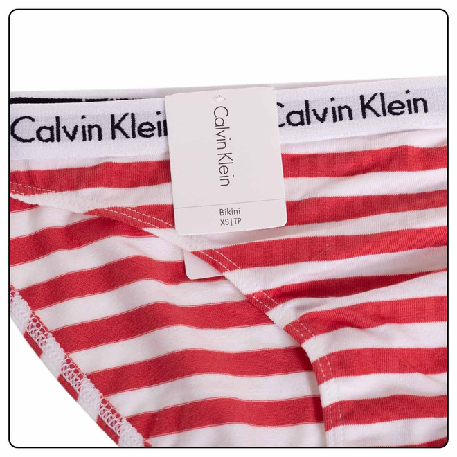 CALVIN KLEIN MAJTKI DAMSKIE BIKINI 1P BIAŁO-CZERWONE 0000D1618E 5XF