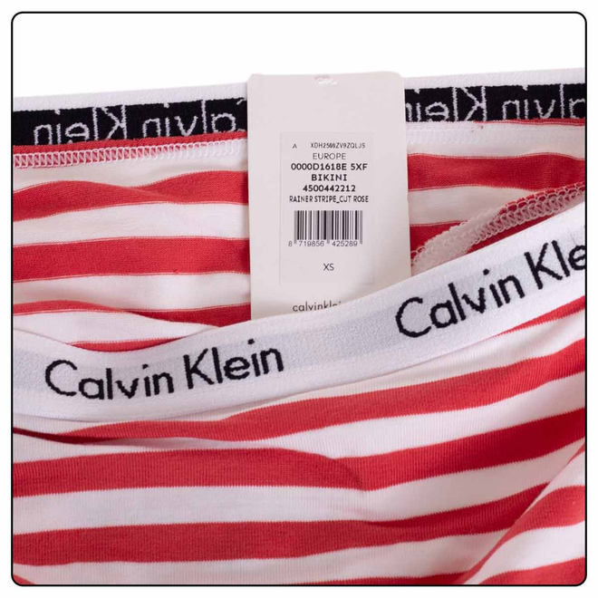 CALVIN KLEIN MAJTKI DAMSKIE BIKINI 1P BIAŁO-CZERWONE 0000D1618E 5XF