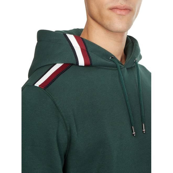 TOMMY HILFIGER BLUZA MĘSKA GLOBAL STRIPE HOODY GREEN MW0MW28183 MBP