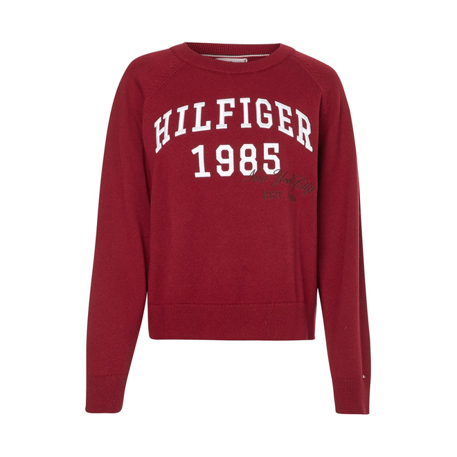 TOMMY HILFIGER DAMSKI SWETER HERITAGE VARSITY C-NK SWEATER CLARET WW0WW36700 XJS