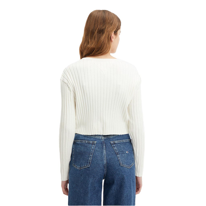 TOMMY HILFIGER DAMSKI SWETER TJW REG RIB VNECK SWEATER ECRU DW0DW14253 YBL