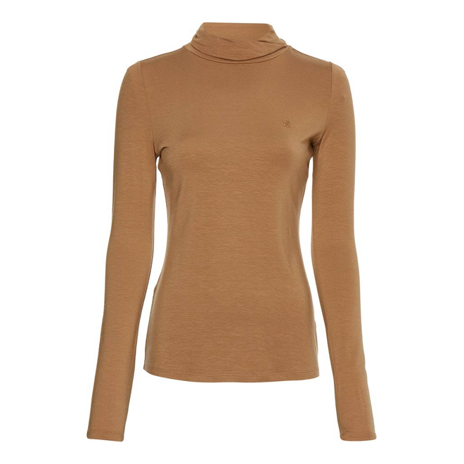 TOMMY HILFIGER DAMSKI GOLF SLIM SOFT TENCEL ROLL NECK TOP BRĄZOWY WW0WW36138 GW8