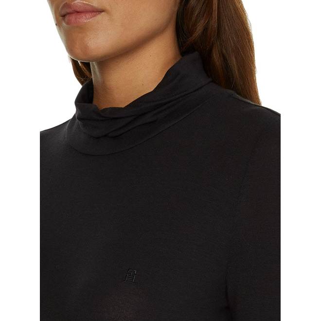 TOMMY HILFIGER DAMSKI GOLF SLIM SOFT TENCEL ROLL NECK TOP CZARNY WW0WW36138 BDS