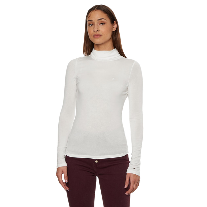TOMMY HILFIGER DAMSKI GOLF SLIM SOFT TENCEL ROLL NECK TOP ECRU WW0WW36138 YBL 