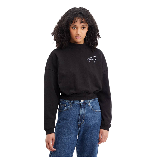 TOMMY HILFIGER DAMSKI GOLF TJW BXY CROP SIGNATURE MOCK NECK CZARNY DW0DW14328 BDS