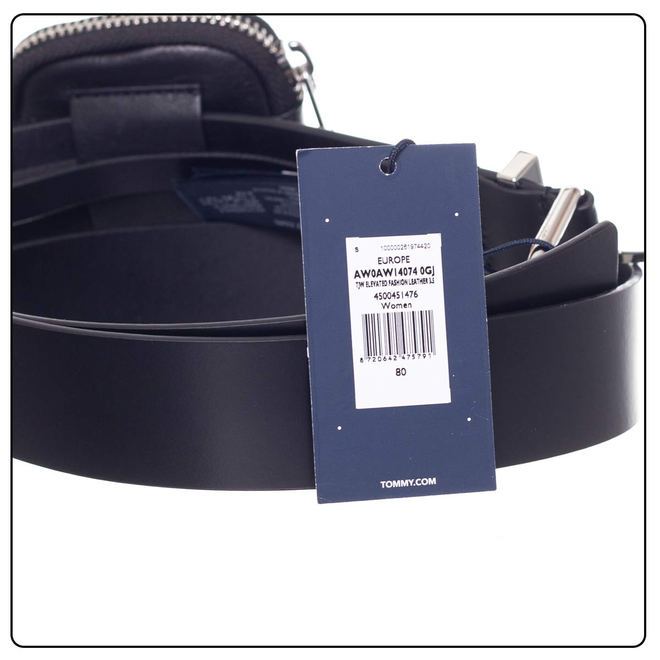 TOMMY HILFIGER DAMSKI PASEK DO SPODNI TJW ELEVATED FASHION LEATHER 3,5 CZARNY AW0AW14074 0GJ