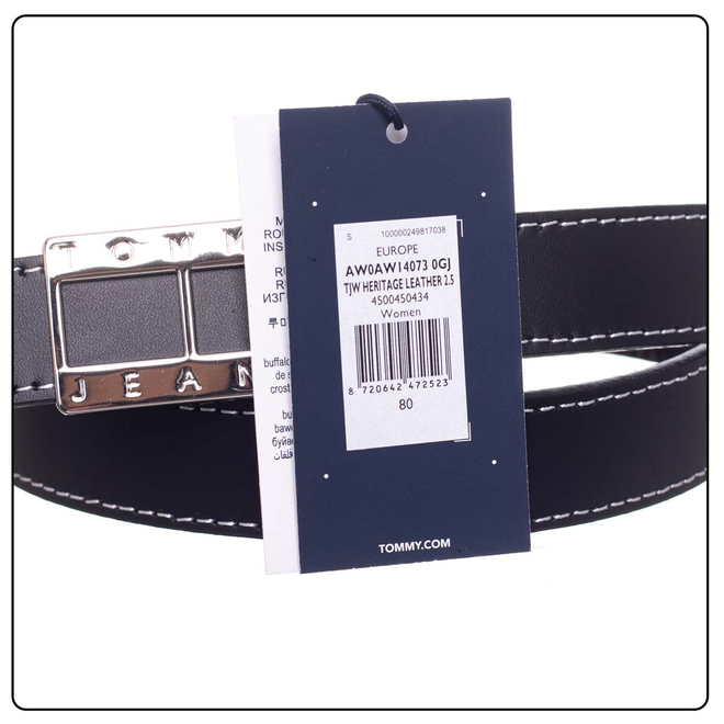 TOMMY HILFIGER DAMSKI PASEK DO SPODNI TJW HERITAGE LOCK LEATHER 2.5 CZARNY AW0AW14073 0GJ