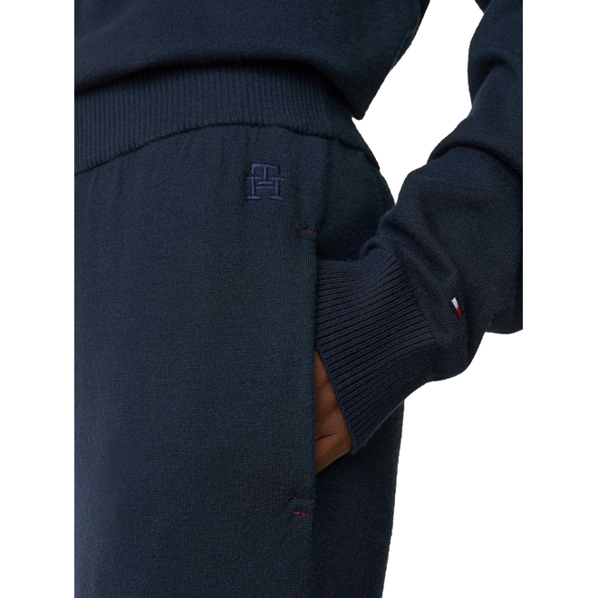 TOMMY HILFIGER DAMSKIE SPODNIE Z DZIANINY KNITTED PANT GRANATOWE UW0UW03933 DW5
