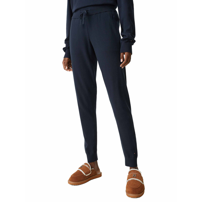 TOMMY HILFIGER DAMSKIE SPODNIE Z DZIANINY KNITTED PANT GRANATOWE UW0UW03933 DW5