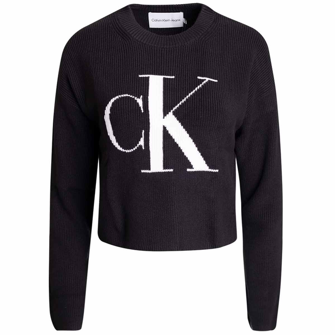 CALVIN KLEIN DAMSKI SWETEREK BLOWN UP CK LOOSE SWEATSHIRT CZARNY J20J221132 BEH