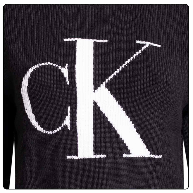 CALVIN KLEIN DAMSKI SWETEREK BLOWN UP CK LOOSE SWEATSHIRT CZARNY J20J221132 BEH