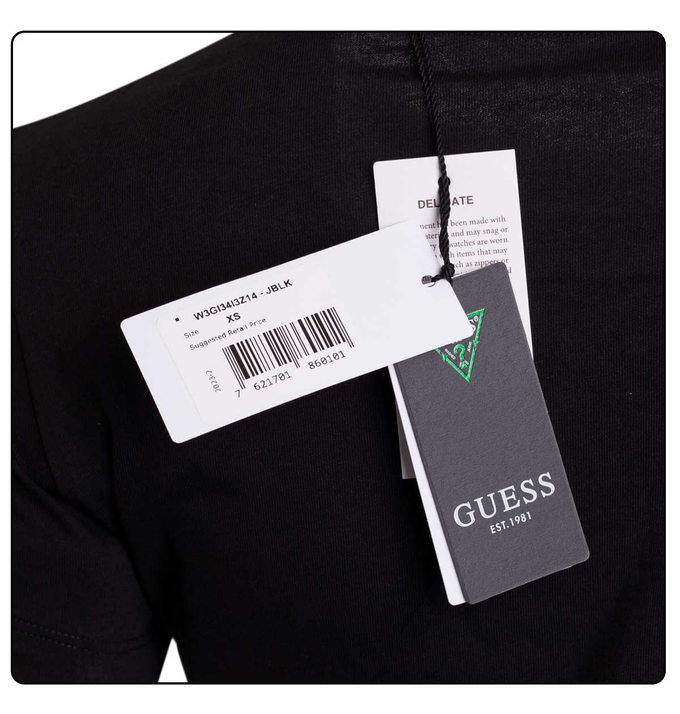 GUESS KOSZULKA DAMSKA T-SHIRT SS CN SHADED LOGO TEE CZARNA