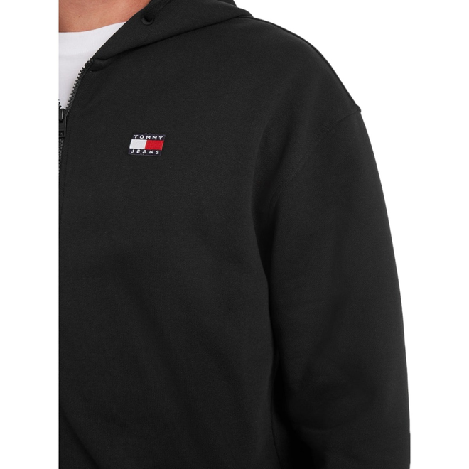 TOMMY HILFIGER BLUZA MĘSKA Z KAPTUREM TJM RLX XS BADGE ZIPTHRU CZARNA DM0DM16368 BDS
