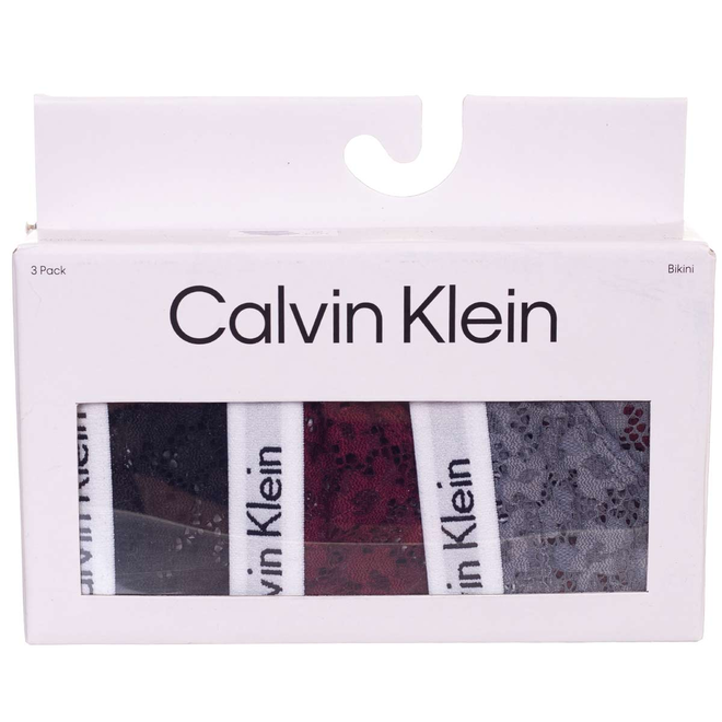 CALVIN KLEIN BIKINI DAMSKIE MAJTKI 3PK CZARNE/SZARE/BORDOWE 000QD3926E BP7