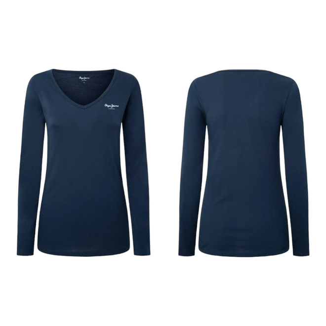 PEPE JEANS KOSZULKA DAMSKA Z DŁUGIM RĘKAWEM CORINE L/S FUTURE GRANATOWA PL505306 594