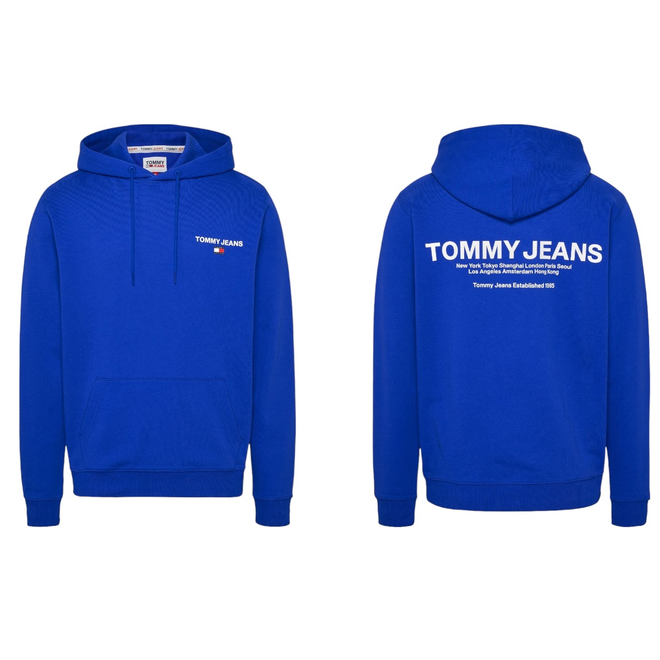 TOMMY HILFIGER BLUZA MĘSKA Z KAPTUREM TJM REG ENTRY GRAPHIC HOODIE NIEBIESKA DM0DM17781 C66