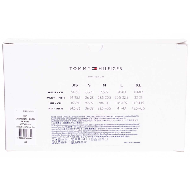 TOMMY HILFIGER BIKINI DAMSKIE MAJTKI 3P BIAŁE/NIEBIESKIE/KOBALTOWE UW0UW04710 0SQ