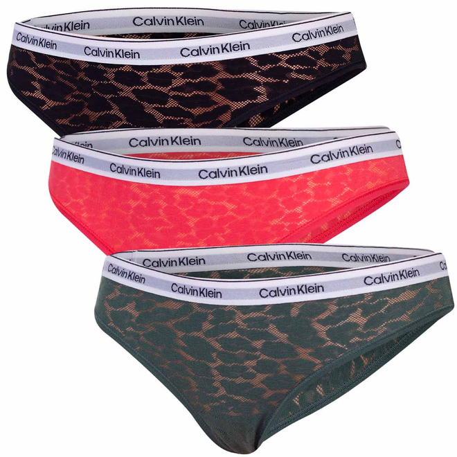 CALVIN KLEIN BIKINI DAMSKIE MAJTKI 3PK CZARNE/RÓŻOWE/ZIELONE 000QD5069E GP6