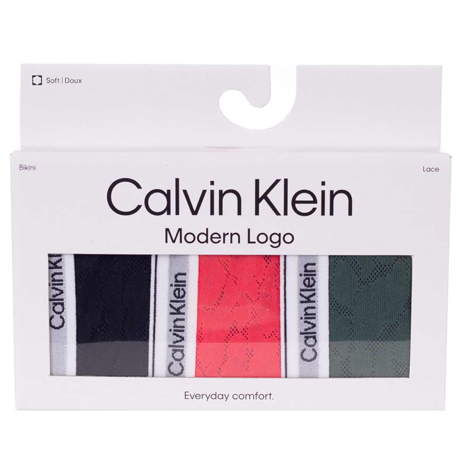 CALVIN KLEIN BIKINI DAMSKIE MAJTKI 3PK CZARNE/RÓŻOWE/ZIELONE 000QD5069E GP6