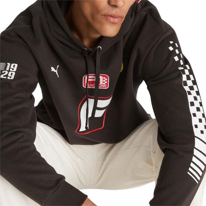PUMA BLUZA MĘSKA Z KAPTUREM FERRARI RACE GARAGE CREW HOODIE CZARNA 621119 01