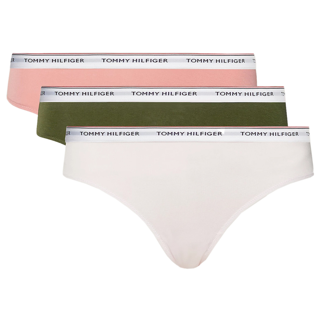 TOMMY HILFIGER BIKINI DAMSKIE MAJTKI 3 PACK BIKINI ZIELONE/RÓŻOWE UW0UW04895 0R6