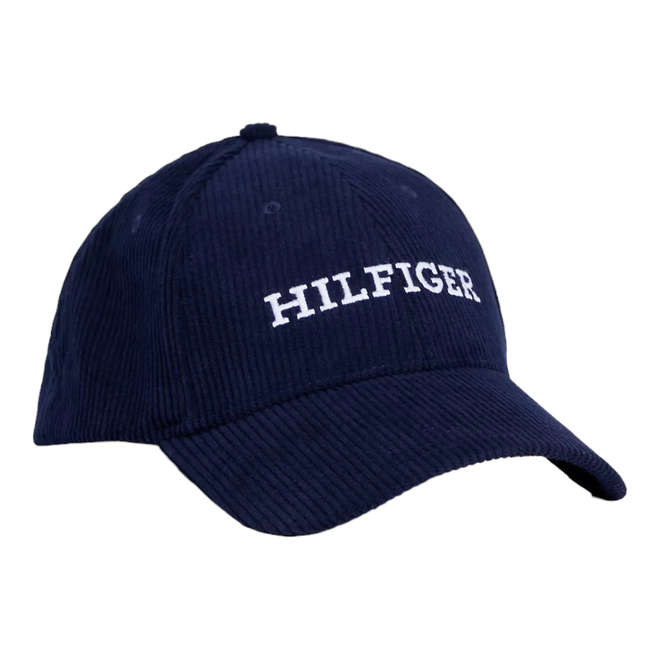 TOMMY HILFIGER CZAPKA Z DASZKIEM MONOTYPE CORDOROY CAP GRANATOWA AM0AM11990 DW6