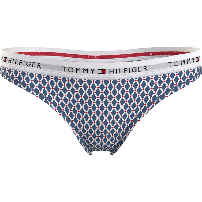 TOMMY HILFIGER STRINGI DAMSKIE MAJTKI 1P THONG PRINT NIEBIESKIE UW0UW04547 01Z
