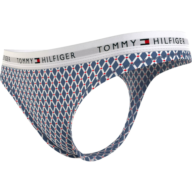 TOMMY HILFIGER STRINGI DAMSKIE MAJTKI 1P THONG PRINT NIEBIESKIE UW0UW04547 01Z