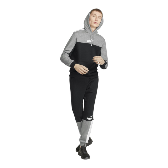 PUMA BLUZA MĘSKA Z KAPTUREM ESS+ BLOCK HOODIE FL CZARNO-SZARA 849036 01