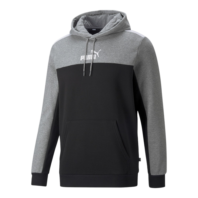 PUMA BLUZA MĘSKA Z KAPTUREM ESS+ BLOCK HOODIE FL CZARNO-SZARA 849036 01