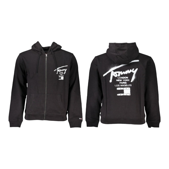 TOMMY HILFIGER BLUZA MĘSKA Z KAPTUREM TJM REG TOMMY SPRAY PAINT HOODIE CZARNA DM0DM17793 BDS