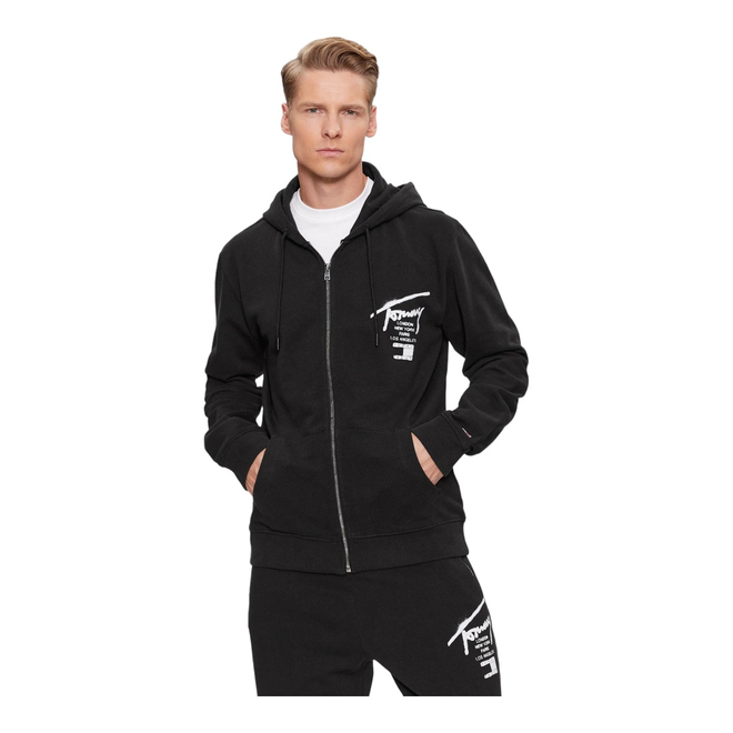 TOMMY HILFIGER BLUZA MĘSKA Z KAPTUREM TJM REG TOMMY SPRAY PAINT HOODIE CZARNA DM0DM17793 BDS