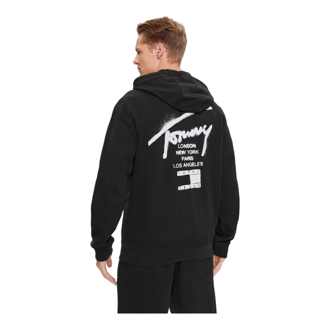 TOMMY HILFIGER BLUZA MĘSKA Z KAPTUREM TJM REG TOMMY SPRAY PAINT HOODIE CZARNA DM0DM17793 BDS
