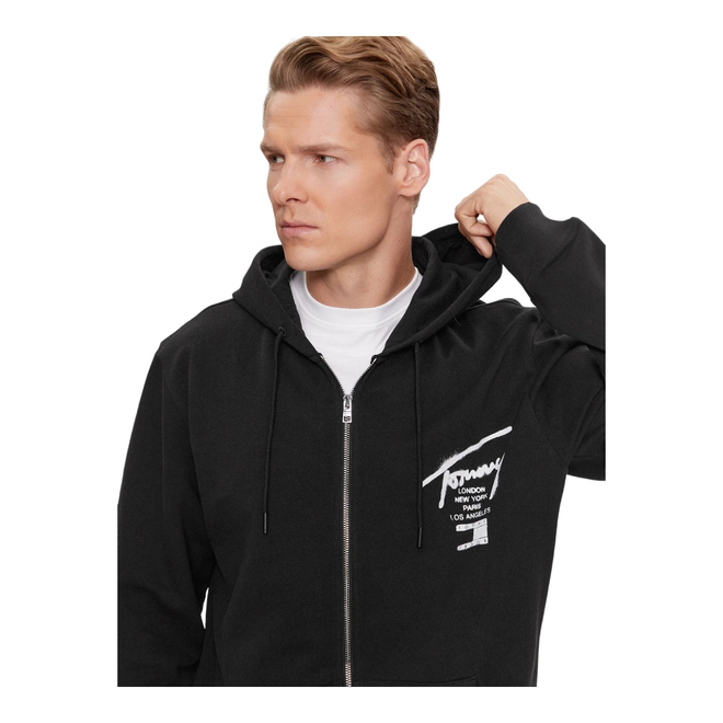 TOMMY HILFIGER BLUZA MĘSKA Z KAPTUREM TJM REG TOMMY SPRAY PAINT HOODIE CZARNA DM0DM17793 BDS