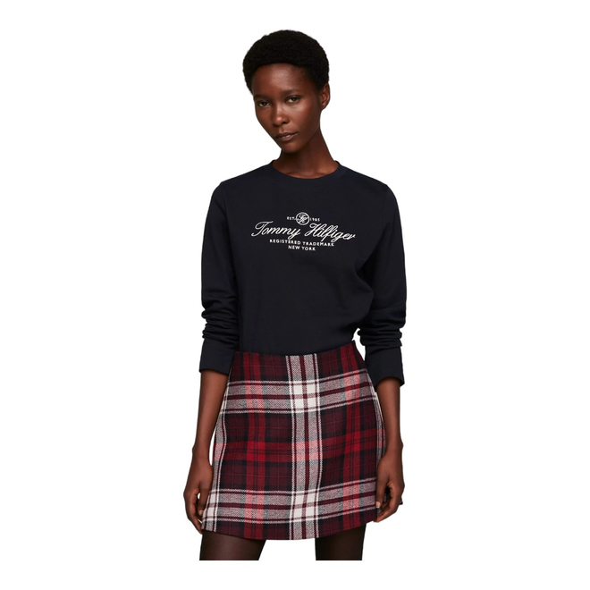 TOMMY HILFIGER KOSZULKA DAMSKA Z DŁUGIM RĘKAWEM REG HILFIGER SCRIPT C-NK LS GRANATOWA WW0WW40292 DW5