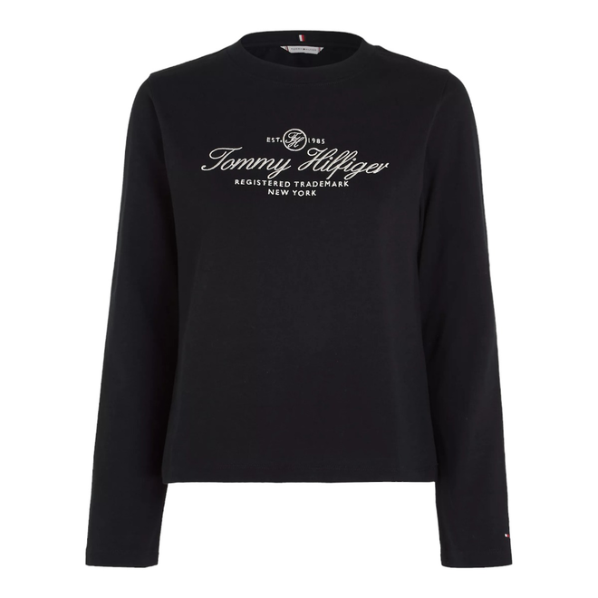 TOMMY HILFIGER KOSZULKA DAMSKA Z DŁUGIM RĘKAWEM REG HILFIGER SCRIPT C-NK LS GRANATOWA WW0WW40292 DW5