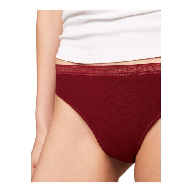 TOMMY HILFIGER STRINGI DAMSKIE MAJTKI LACE THONG (EXT SIZES) 3P GRANATOWE/BIAŁE/BORDOWE UW0UW04890 0U4