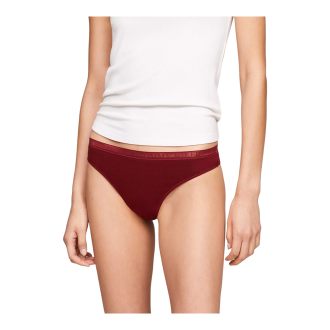 TOMMY HILFIGER STRINGI DAMSKIE MAJTKI LACE THONG (EXT SIZES) 3P GRANATOWE/BIAŁE/BORDOWE UW0UW04890 0U4