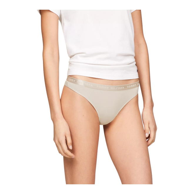 TOMMY HILFIGER STRINGI DAMSKIE MAJTKI THONG (EXT SIZES) 3P GRAFITOWE/BEŻOWE/RÓŻOWE UW0UW04480 0R4