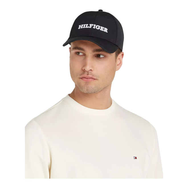 TOMMY HILFIGER CZAPKA Z DASZKIEM TH MONOTYPE CANVAS 6 PANEL CAP CZARNA AM0AM12043 BDS