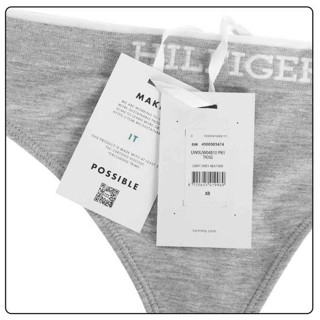 TOMMY HILFIGER STRINGI DAMSKIE MAJTKI 1P THONG SZARE UW0UW04810 P61