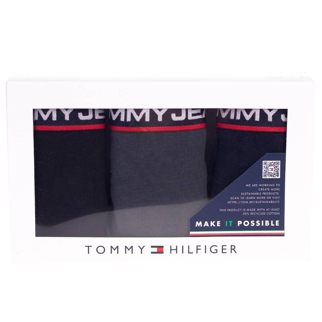 TOMMY HILFIGER STRINGI DAMSKIE MAJTKI 3P THONG CZARNE/GRAFITOWE/GRANATOWE UW0UW04709 0VA