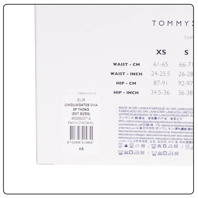 TOMMY HILFIGER STRINGI DAMSKIE MAJTKI 3P THONG CZARNE/GRAFITOWE/GRANATOWE UW0UW04709 0VA
