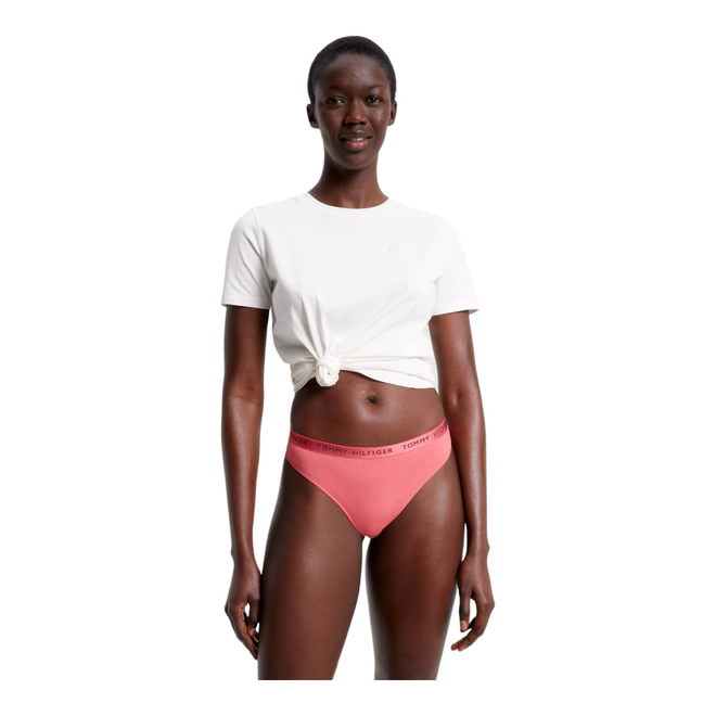 TOMMY HILFIGER STRINGI DAMSKIE MAJTKI SHINE 3 PACK THONG GIFTING GRANATOWE/BIAŁE/KORALOWE UW0UW04889 0V5