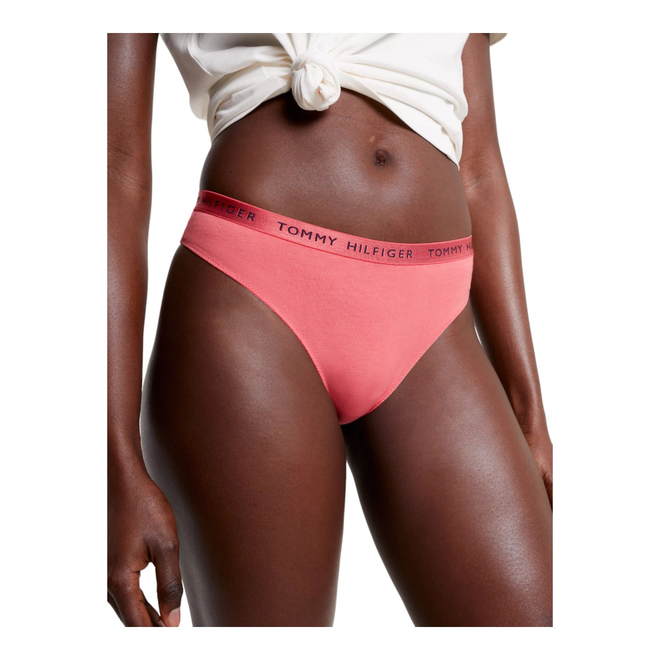 TOMMY HILFIGER STRINGI DAMSKIE MAJTKI SHINE 3 PACK THONG GIFTING GRANATOWE/BIAŁE/KORALOWE UW0UW04889 0V5