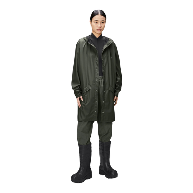 RAINS DŁUGA KURTKA LONG JACKET W3 ZIELONA 12020 03